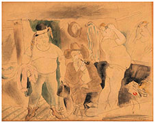 The Mens' Waiting Room, watercolour by Jules Pascin 1919